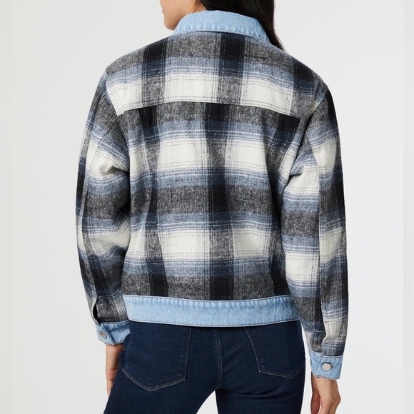 Mavi Nellie Denim Jacket Denim Jacket | Grey Plaid NWOT A3 - Picture 3 of 12